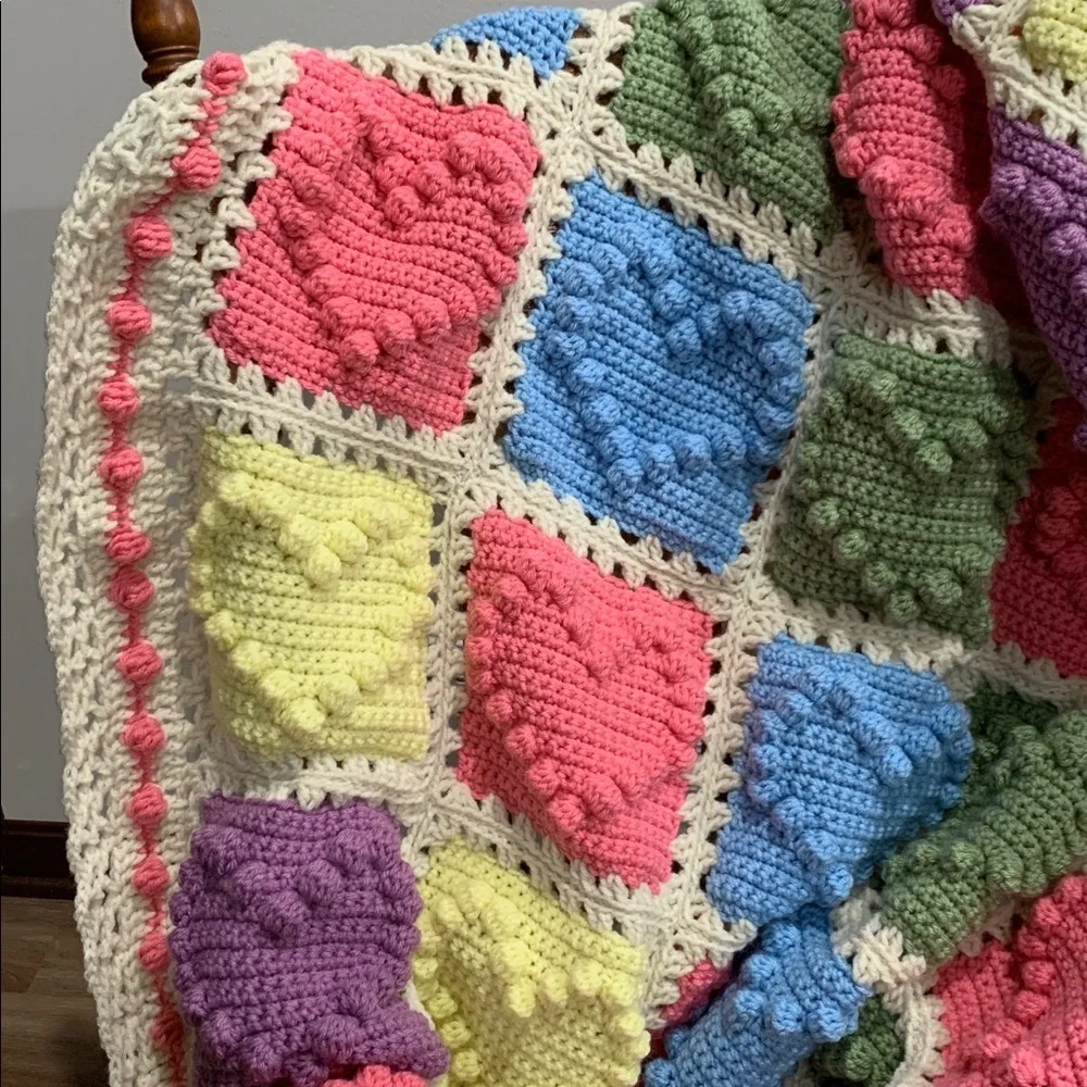 Colorful Crochet Heart Blanket